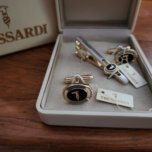 Trussadi Set Vintage tie clip-on and cufflinks Made in Italy - Picture 7 of 8